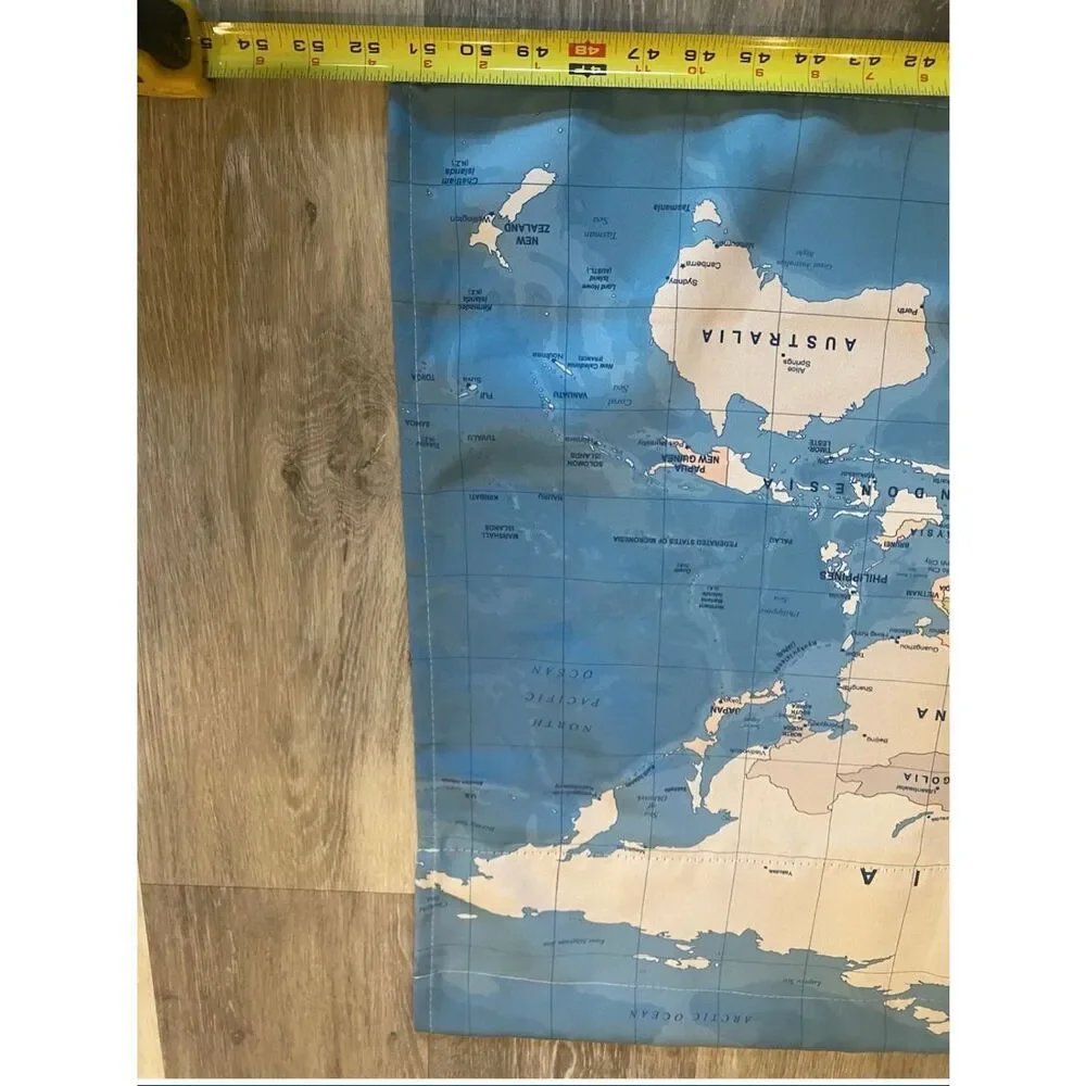 Grey Geographical World W x L (Pack of 2) Map World Map Real Grey Valance 52”x22